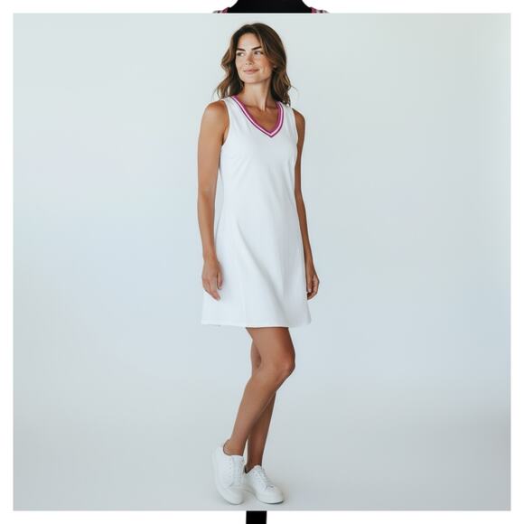 Sincerly Jules Dresses & Skirts - Sincerely Jules Sport Tennis Golf Active Dress White Pink V-neck Women Size M